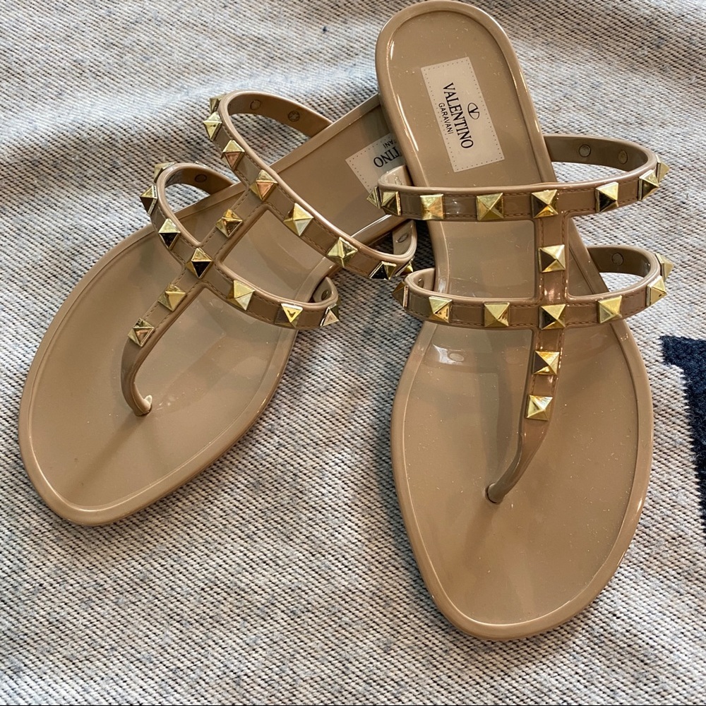 Valentino Rockstud Jelly Thong Sandals